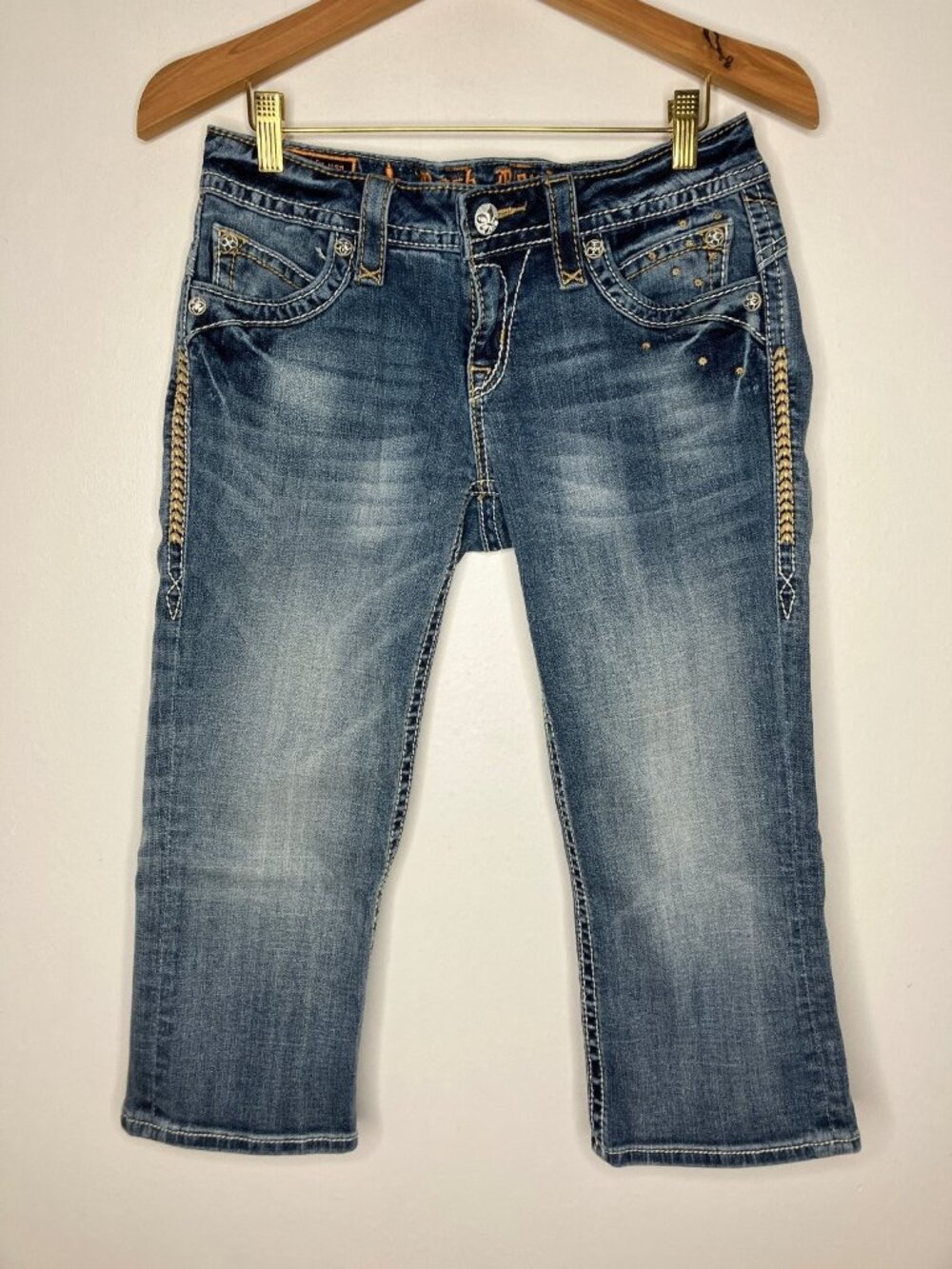 Rock Revival Johanna Capri Jeans Women's Size 27 Embellished Studded Cropped